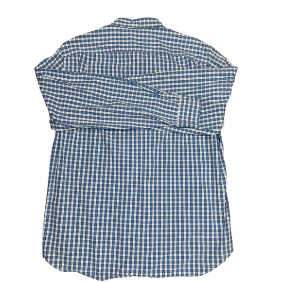 J.Crew Men’s Large Blue Check Button Down Shirt 100% Cotton Washed Casual - Picture 3 of 6